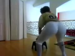 Exquisite ebon chubby wazoo in taut white panties wiggling